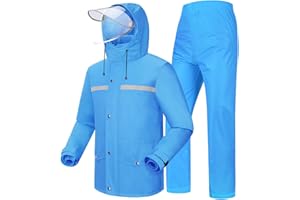 Coutyuyi Men's Rain Suit Waterproof Jacket & Trouser Suit Raincoat Unisex Rain Jacket Outdoor Anti-Storm Hooded Rainwear