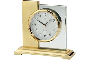 AMS Tischuhren 5141, Reloj de mesa, madera, oro, 17 cm x 16 cm x 6 cm
