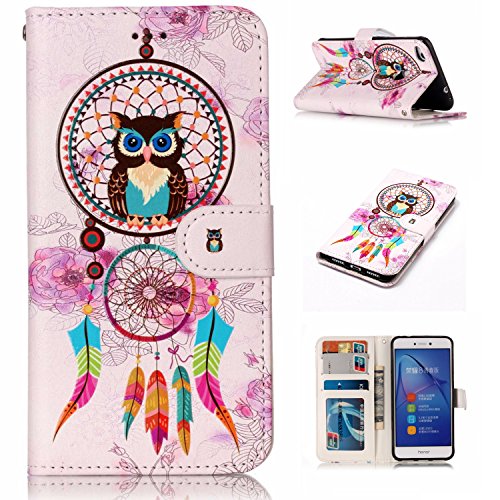 Huawei P8 lite 2017 Case,BONROY® Huawei P8 lite 2017 Painting design PU Leather Phone Holster Case, Flip Folio Book Case, Wallet Cover with Stand Function, Card Slots Money Pouch Protective Leather Wallet Case for Huawei P8 lite 2017