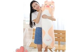SNOWOLF Pig langes Plüschkissen, niedliches Plüschtier, weiches Plüschkissen, 110 cm, Pink Pig