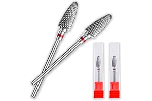 NICECONE 2 Pack Nail Carbide Drill Bits for Acrylic Nails, 3/32" Shank Drill Bits for Nails Fast Removing Acrylic Nail Hard Gels, Cuticle Professional Nail Efile Bit for Nail Drill Machine
