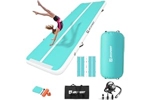 AKSPORT Airtrack with Air Roll Inflatable Gymnastics Mat Gym Mat Air Tracking Mat 3 m with Roller with Air Pump for Home/Yoga/Cheerleading/Tumbling/Reverse Bending