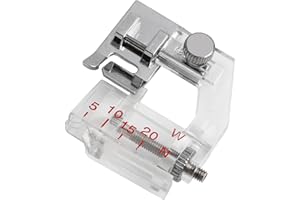 KNOCERY Nähfuß für Schrägband, verstellbarer Banddruckfuß von 5 mm bis 20 mm, lebhafte und Snap-on-Säume für Nähmaschinen Alfa Singer Brother Juki Lidl Elna und mehr