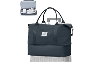WEPLAN Bolsa de Viaje 40x20x25 Ryanair Bolso Viaje Mujer Avion Cabina Bolsa Fin Semana Deporte Mujer Hombre con Compartimento de Zapatos Bolso Gimnasio Hospital Equipaje Mano Travel Bag,Gris Pizarra