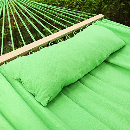 Holifine Doppel Hängematte Mehrpersonen Stabhängematte mit Fransen, 200 x 150 cm, belastbar bis 150 kg, Grün - 5