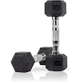 RUSTER Hex Dumbbells Set of 2, 1 kg - 25 kg, Strong Rubber, Secure Grip