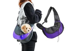 Ducomi Pets My VIP Pet Bolsa de transporte de hombro para perro y gato con correa de hombro (Purple, L)