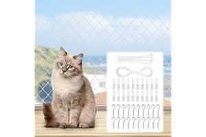 URAQT Filet de Protection Chat, 4x3m Filet de Balcon pour Chat en Nylon, Filet Chat Balcon avec Corde de Fixation, Filet de Balcon Protection sans Perçage aux Couloirs, Terrasses, Portes, Lucarnes