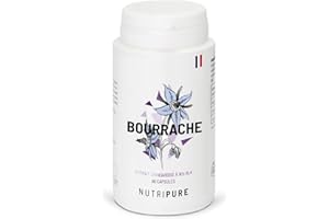 Nutripure | Huile de Bourrache BIO | Hydratation Naturelle et Souplesse de la Peau | Huile Vierge Extraite à Froid | Riche en Acide Gras Gamma Linolénique | 90 gélules 500mg | 1 mois | Made in France