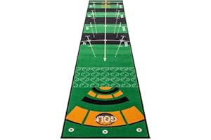 Warmiehomy Green Golf Putting Mat Trainer Professional Training Mat with Base Auto Return Ball for Indoor Outdoor Office Home Garden Courtyard Simulation Grass Design