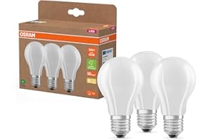 Osram Hocheffiziente LED Lampen mit Energieeffizienz Klasse A, Vorteilspack mit 3 Leuchtmittel, ersetzt herkömmliche 60W Glühbirnen, Birnenform, warmweiß(2700K), E27, mattes Glas