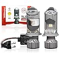 Toby's New TL3-H4 LED Mini Projector Dual Lens Headlight Bulb, Adjustable Beam (High & Low) with Cooling Temperature 6500K White Light