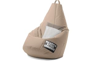 Avalon - Nuovo Pouf Poltrona Sacco Grande L Pera Jive, Puffo per Sedersi Ergonomico, Pouf a Sacco in Tessuto Antistrappo e Impermeabile, Poltrona a Sacco Moderna, Made in Italy(70x130cm-Corda)