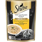 Sheba Fine Premium Adult (1+ Years) Wet Cat Food, Tuna Pumpkin & Carrot in Gravy, 70 g Pouch, High-moisture gravy cat food fo