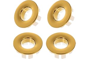 CIATBYYJ 4 piezas de anillo de rebosadero de lavabo, cubierta de rebosadero de lavabo dorado, revestimiento redondo para fregadero de cocina y baño