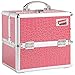 Beautify Professional Small Faux Pink Crocodile Patterned Aluminium Beauty Cosmetics & Make Up Case