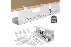 ULTIMATE SETUP Premio canalina passacavi scrivania senza forare - Cable management scrivania - Organizer cavi scrivania - Porta cavi scrivania – Raccogli cavi scrivania (Bianco, 2er Set)
