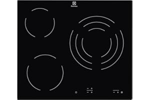 Electrolux EHF6232IOK Placa vitrocerámica de 60 cm y 3 zonas de cocción, Doble de 27 cm, Control táctil independiente, Bloqueo Seguridad, Indicador de calor residual, Negro