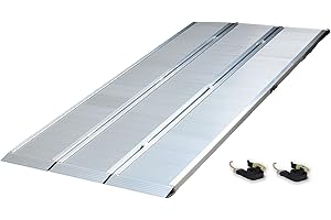 ‎TRUTZHOLM DREIBREIT by TRUTZHOLM 3-Fach Auffahrrampe klappbar 222cm Tragkraft 1650kg Alu Silber geriffelt Verladerampe Rampe