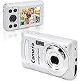FHD 1080P Digital Camera Auto Focus, 2.4 16MP 16X Digital Zoom Portable Mini Camera, Anti-Shake Vlogging Selfie Cameras for Boys Girls Kids Teens (Silver Gray)
