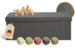 ‎LALENI Laleni Sitzbank mit Stauraum geräumig - Truhenbank mit Stauraum 110x38 cm - Bettkasten Sitztruhe - Bequemer Hocker mit Stauraum - Sitzhocker mit Stauraum Kinder - Sitzbox in Anthrazit