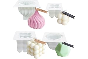 SILICANDO Silicone Candle Mould, 4PCS Bubble Candle Moulds for Making, Soap Making Resin Mould for Handmade Chocolate, Pudding, Clay, Ornament