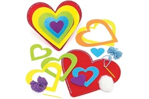 Baker Ross Kit da Cucito Cuscino Cuore Arcobaleno - Confezione da 2, Attività Creative per Bambini (FC457)