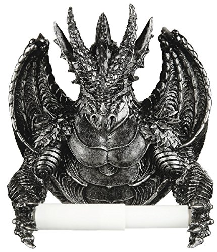 Drachen Toilettenpapierhalter dunkel grau – Deko Figur - 2