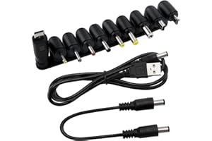 10 Piezas Ángulo Recto Adaptador de Corriente CC, KUOQIY 5.5x2.1mm Hembra a Macho Adaptador de Fuente de Alimentación, con Cable, para Ventiladores, Routers