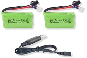 BORSCELLOR 2PCS 7.4V 500mAh SM-2P Plug-in Rechargeable RC Vehicle Li-ion Battery for Remote control toys, model cars, off-road vehicles, electric gumball blasters and other devices that require re