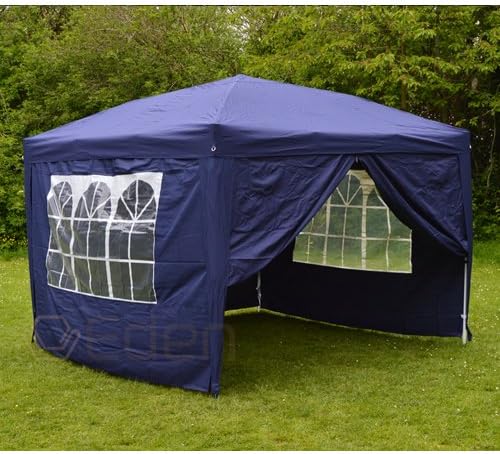 Eden Furnishings 3m x 3m Pop-Up Waterproof Garden Gazebo with 2 x Wind-Bars, 4 x Weight-Bags and Carry Case - Choice of Colours (Navy Blue)