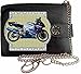 Price comparison product image Suzuki GSXR 1000 k1 Blue Image on KLASSEK RFID Men Leather Chain Wallet with Chain Clasp Motorbike Motorcycle Accessory Gift with Metal Box NOT Official Suzuki Merchandise