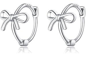 Reffeer 925 Sterling Silver Bow Earrings Hoops for Women Teen Girls Cute Bowknot Earrings Huggie
