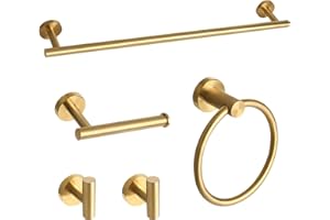 BETADISTOR Gold 5 Pieces Bathroom Hardware Set - Heavy Duty Wall Mounted Towel Bar Set 120508