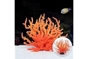 GeRRiT Corail artificiel d'ornement en plastique pour aquarium - Décoration pour paysage d'aquarium - Corail en résine (arbre de corail orange [base amovible]), ZY-1429