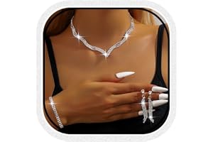 Fashband kristall brudsmycken set, silverfärgade strass, halsband, örhängen, kostym, brud, festsmycken för kvinnor, One size