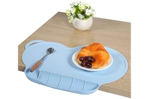 BETOY Childrens Placemats,Silicone Suction Non-Slip Baby Eating Mat with Food Catcher Eholder Fits Most Highchair & Table Anti-Slip Heat Proof Stain Resistant Washable Toddler Tablemat, Portable Tableware