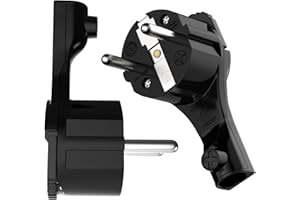 SATSHOP-FT RedStar24 Schutzkontakt-Winkelstecker 250V, 16A, Flachstecker mit Klappgriff & Knickschutz, 8 mm Höhe, für Kabel bis 3x1,5 mm², CEE 7/7, Schuko-Winkelstecker extraflach mit Bügel, 2 Stück, Schwarz