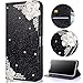 Produktbild Sycode Galaxy Note 9 Diamant Hülle,Luxus Noble Elegant Galaxy Note 9 Bling Funkeln 3D Diamant Strass Weiß Blumen Muster Kristall Rhinestone Flip Brieftasche Hülle mit Magnetverschluß Kartensteckplätze Stilvoll Handtasche PU Leder Glänzend Flip Wallet Handyhülle Schutzhülle Klapphülle Standfunktion Case Cover für Samsung Galaxy Note 9-Schwarz