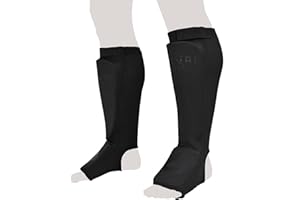 SAKURI Shin Guards for Kickboxing, Muay Thai, MMA, Taekwondo, Karate, Boxing, Martial Arts, Elasticated Sock Padded Protection to Support Leg Foot & Instep, Equipment Gear for Men Women in Training, Sparring