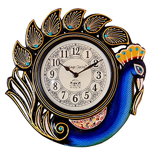 Vintage Clock Handicraft Peacock Blue Wall Clock/One Year Warranty RS.1419 (76.00% Off) - Amazon