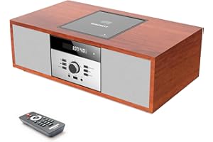 WISCENT Compact Stereo - with Bluetooth, CD Player, FM Stereo, USB, AUX, Remote Control, Nostalgic Clear 30W RMS Sound HiFi System for Home