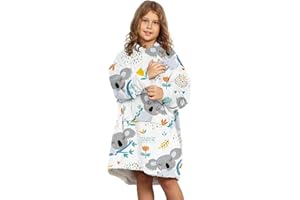 Puimentiua Hoodie Blanket Hoodie Kids Wearable Oversized Hoodie Boys and Girls Fleece Blanket Comfort Fluffy Hooded Sweatshirt with Pocket