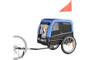 VEVOR Remolque de Bicicleta para Perros, Carga de 45 kg, Carrito Portabicicletas Plegable para Perros Pequeños/Medianos con Rueda de Liberación Rápida, Enganche Universal, Reflector y Correa Interior