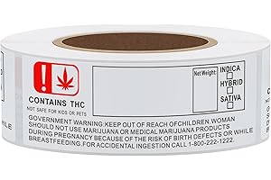 HYBSK Hylabelest Contains THC Warning Labels with ! 25x76mm Stickers for Warning and Indication