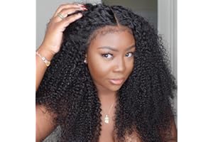 Afro Kinky Curly Human Hair Lace Front Wigs for Black Women 18 inch MSGEM 180 Density Kinky Curly 13x4 Lace Front Wigs Pre Plucked with Baby Hair Natural Color