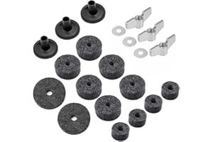 Alnicov Accessoires de rechange pour cymbales, kit de 21 pièces en feutre avec écrous à ailettes et rondelles de cymbale, gris