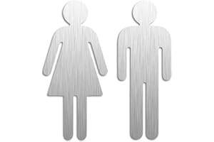 OFFORM DESIGN Targhetta cartello targa cartello Bagno Toilette WC Donne Uomini | Set di 2 Aacciaio inossidable adesivo