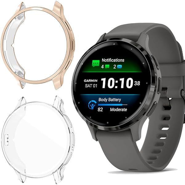 Hoesje compatibel met Garmin Venu 3S met schermbeschermer, flexibele TPU schokbestendige krasbestendige beschermhoes voor Garmin Venu 3S Smartwatch 41 mm (goudkleurig