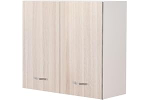 Shally Dogan Pensile da Cucina a Parete, Armadio Sospeso in Legno con Due Ante 1 Ripiano e 2 Scomparti, Armadietto da Muro Spazioso e Resistente, Dimensioni 80 x 32 x 72H cm (Olmo)